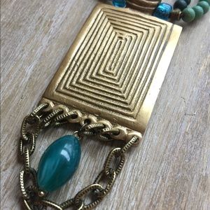 Tribal Blue and Green Beaded Necklace
